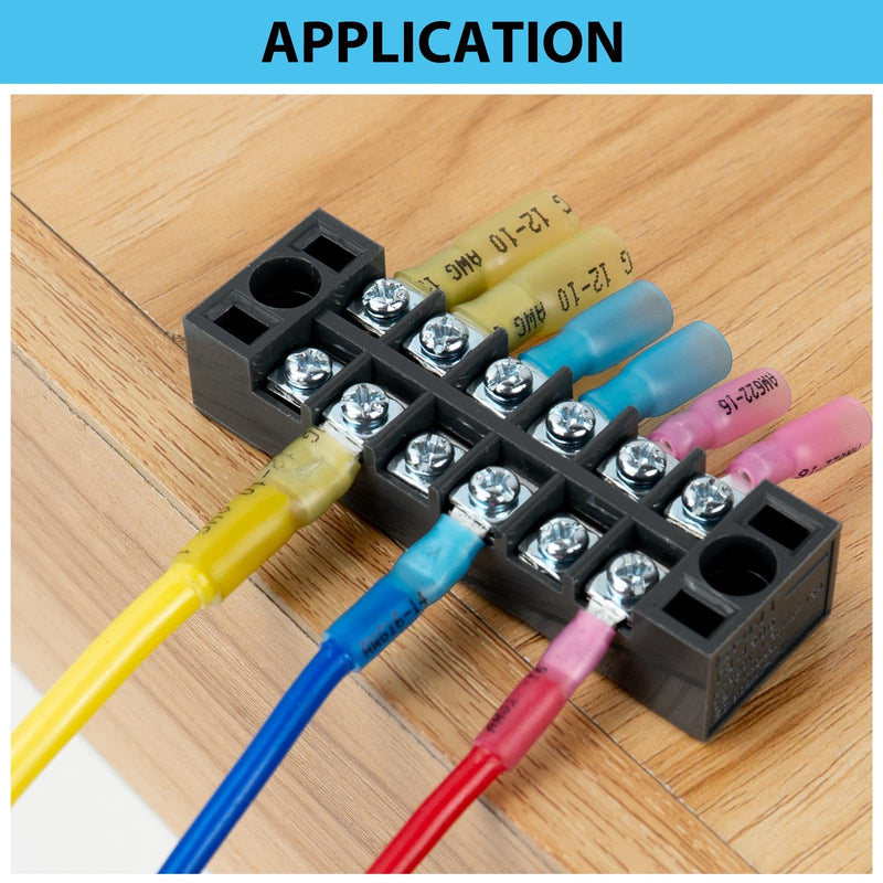 Sanuke 105Pcs 16-14 AWG - #10 Heat Shrink Ring Terminals 0.8mm Tinned Pure-Copper Marine Grade Waterproof Heat Shrink Wire Connectors Blue Ring #10 AWG 16-14 Blue 105