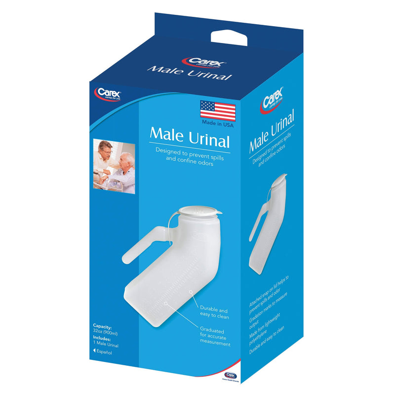 Carex Portable Urinal For Men - Male Urinal and Travel John - Plastic Urinal Opaque 1 Count (Pack of 1)