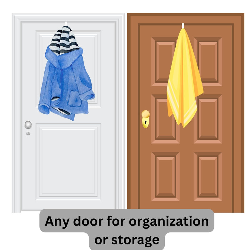 Iconikal Over-Door Plastic Valet Hook Set, White, 6-Pack for Coats Towels