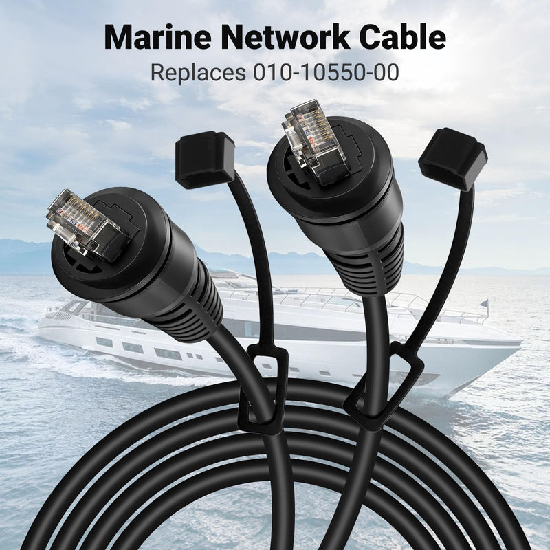 Jerbor 20FT Marine Network Cable Fit for Garmin, RJ45 Male to Male Waterproof Network Cord Fit for GPSMAP ECHOMAP UHD/Ultra, Fish Finder, GMR, GCV 10 Sonar Module, GMS 10, Replaces 010-10550-00