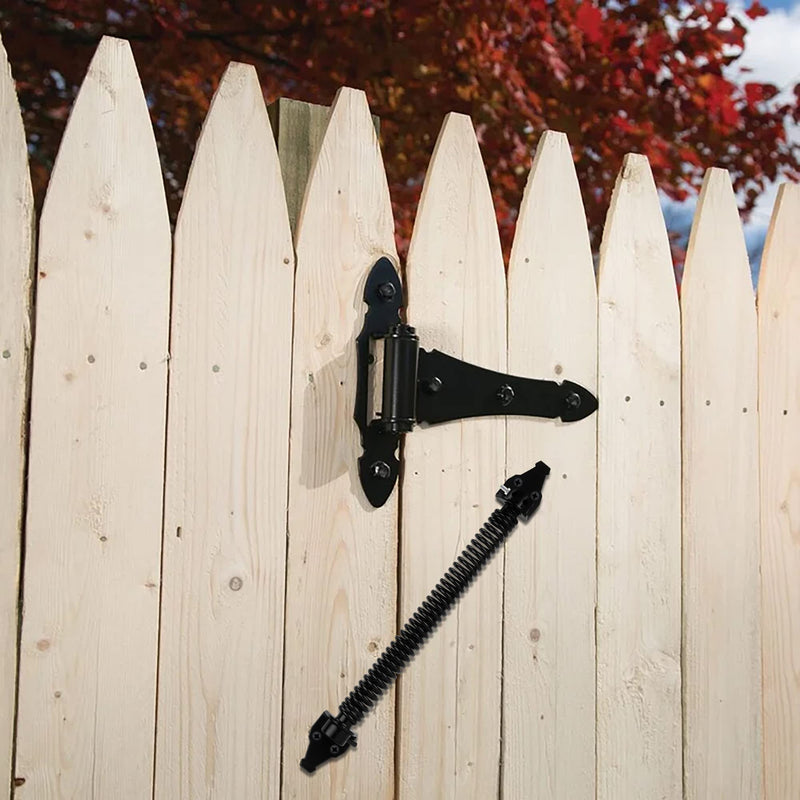 14" Gate Spring Self Closing Heavy Duty Outdoor Door Spring Automatic Metal Gate Closure Hardware with Adjustable Tool for Wooden and Vinyl Fence, Black 1