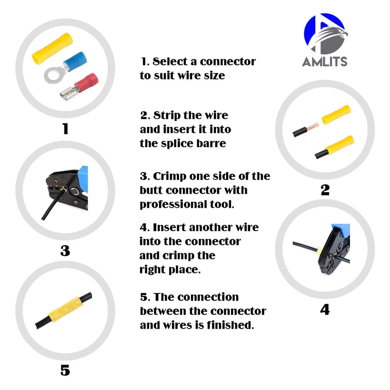 300 PCS Insulated Wire Electrical Connectors - Butt, Ring, Spade, Quick Disconnect - Crimp Terminals Connectors Assortment Kit PVC Crimp Connectors 300 PCS