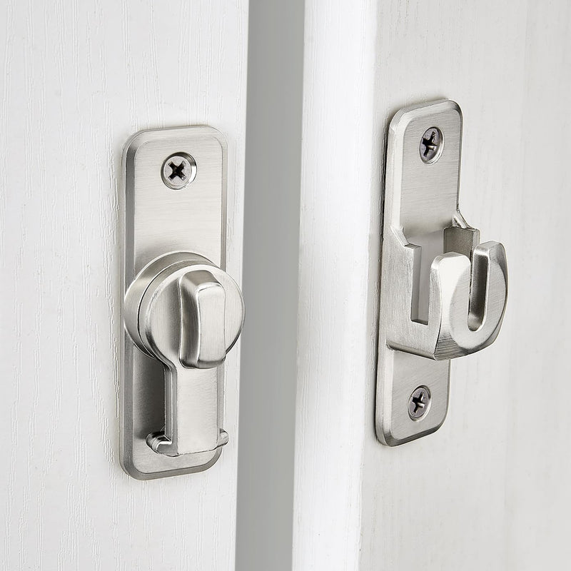 Silvery Enhanced Security Flip Latch Lock - Heavy-Duty 90/180 Degree Sliding and Swing Door Latch for Barns, Gates, and More Silvery_F47 1