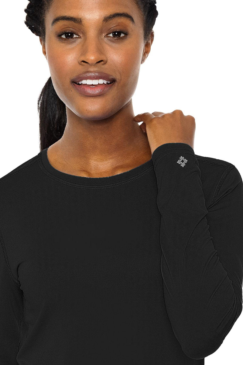 Med Couture Women's Underscrub Top Long Sleeve Performance Knit Tee, 360° Stretch, Lightweight & Ultra Soft Fabric - MC8499 Medium Black
