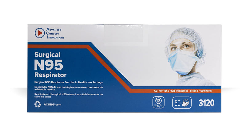 ACI N95 Respirator Box of 50 NIOSH Approved - Made in USA Pack of 50