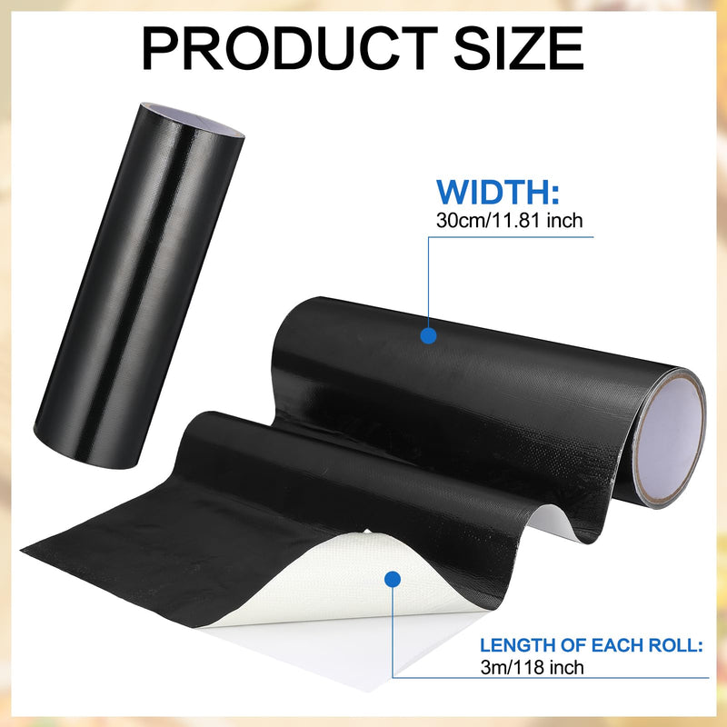 Hicarer Thermal Heat Shield Barrier Adhesive, Aluminized Fiberglass Heat Shield Resistant Material Tape, Heat Insulation Sheet for Auto Use, House, Barbecue(Black,12 x 118 Inch) Black 12x118 inch