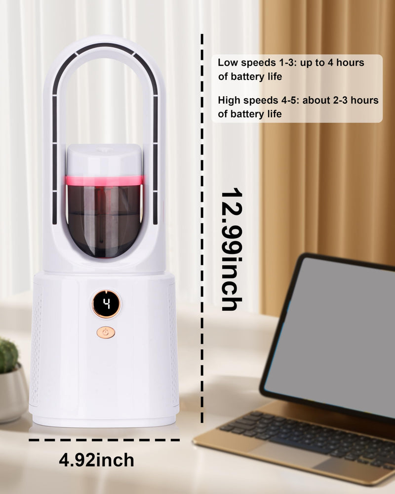 Bladeless Desk Fan with Cooling Mist Humidifier