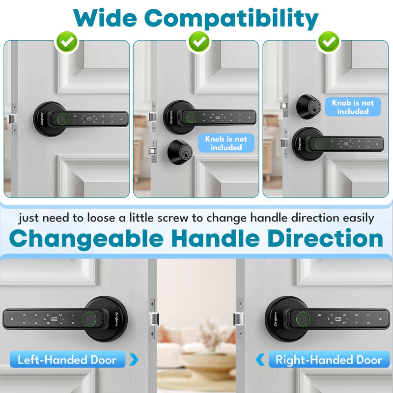 Fingerprint Door Lock, Door Locks for Bedrooms, Biometric Door Lock with Fingerprint/App/Password/Key/IC Card-Smart Door Lock for Home, Hotel, Office, Apartment 70-with app