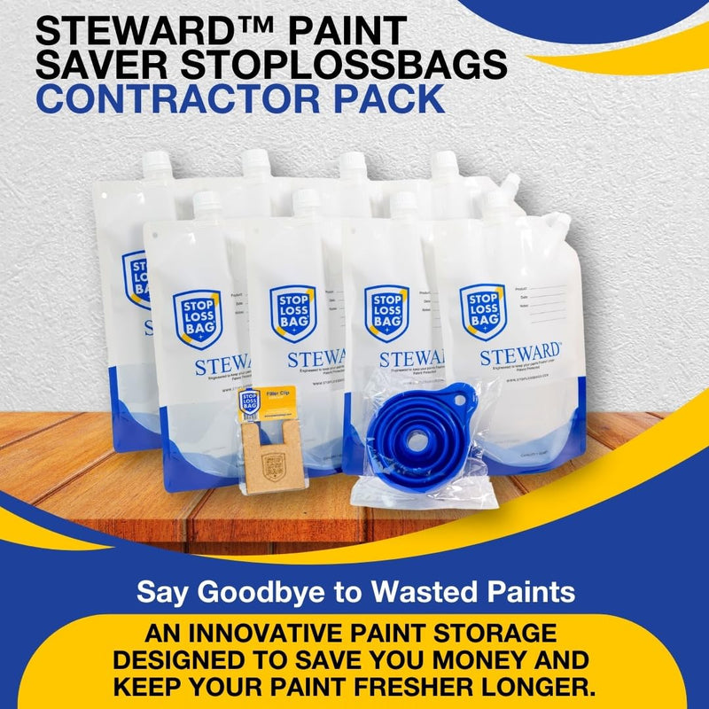 8 Reusable Paint Storage Bags 1L Leftover Paint Containers, Funnel and Clip 34 Oz