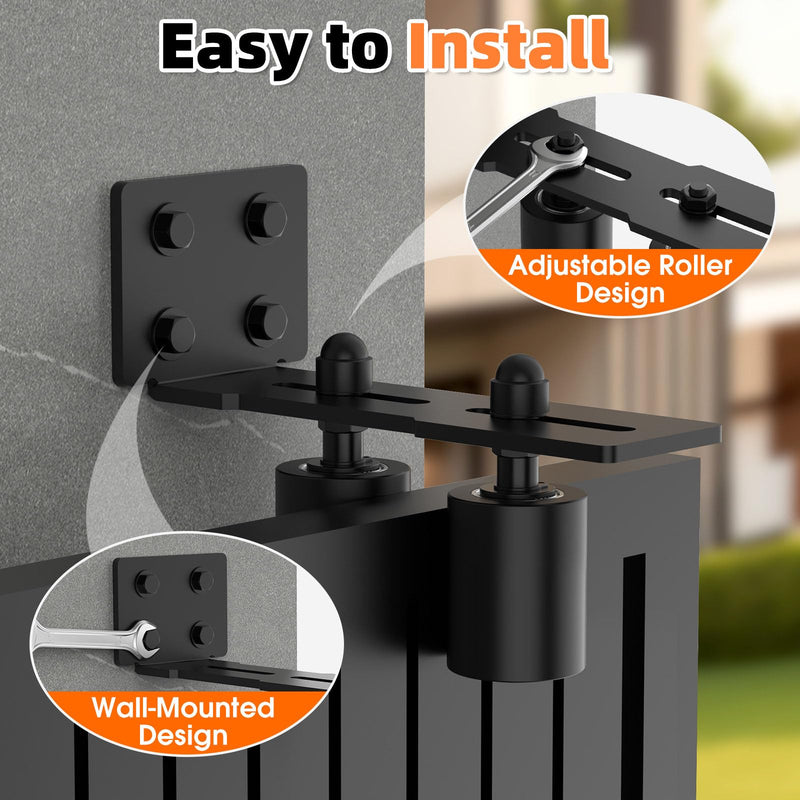 Heavy Duty Sliding Gate Guide Roller Hardware Kit, 3" Black Nylon Wheels with Steel L-Bracket, Adjustable Slide Gate Guide Roller for Rolling Door, Wood, Garage (Black-1pc, 3in) Black-1pc