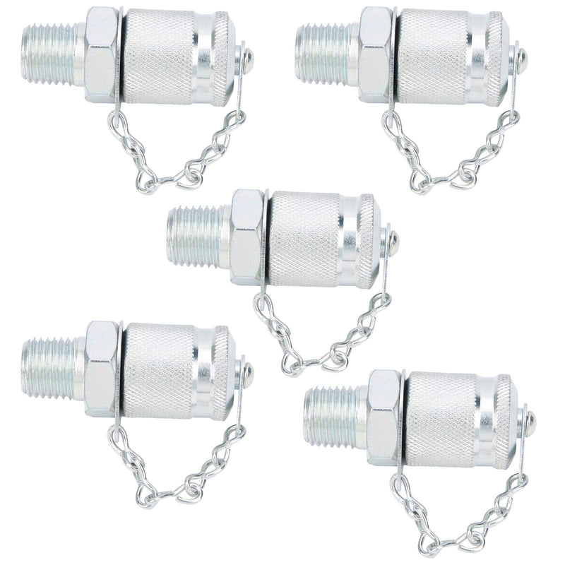 5Pcs Hydraulic Pressure Test Coupling Kit, Hydraulic Pressure Test Adapter, for PT/PPT Series Coupler(NPT1/4)