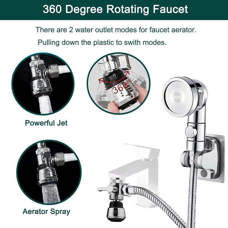 Sink Faucet Sprayer Attachment, Faucet Shower Sprayer with 59" Stainless Steel Hose for Hair Washing&Pet Shower for Bathroom Bathtub, Kitchen,Garden Tub,Utility Laundry Tub