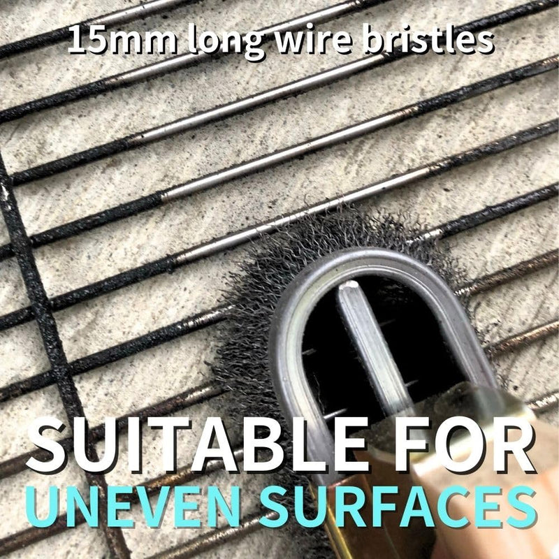 Iron-Shaped Steel Wire Brush, high-Hardness Steel Wire Suitable for Heavy-Duty Cleaning, Rust Removal, Scraping, and polishing on Hard Surfaces. Carbon Steel bristles