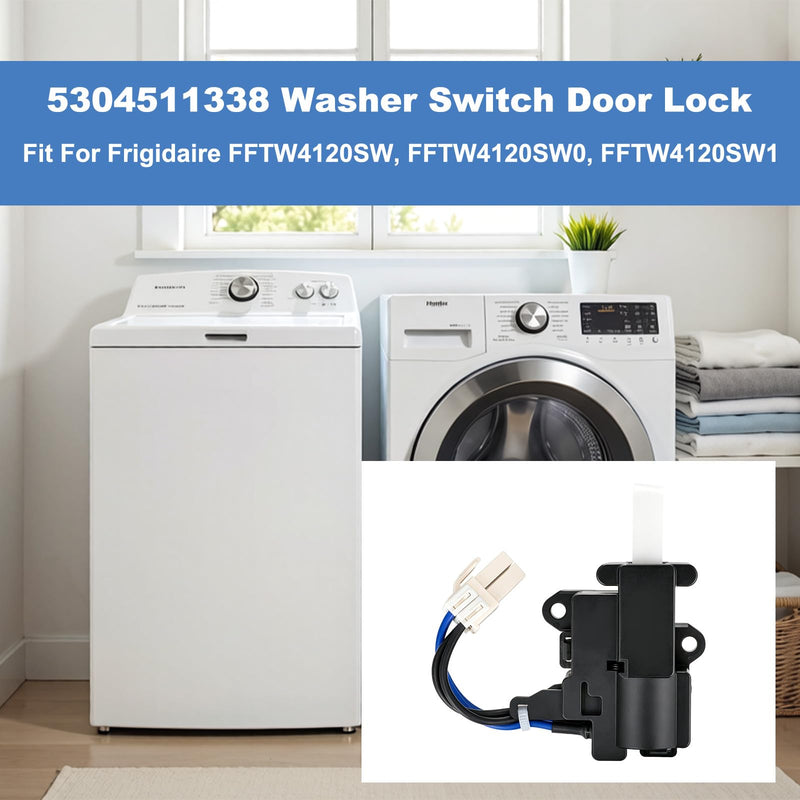 5304511338 Washer Switch Door Lid Lock Assembly, Compatible with Frigidaire Washing Machine, Replaces 5304511338 17438000001615 DLS-E5 4584280 AP6261624 PS12176462 EAP12176462 Washer Switch Door Lock