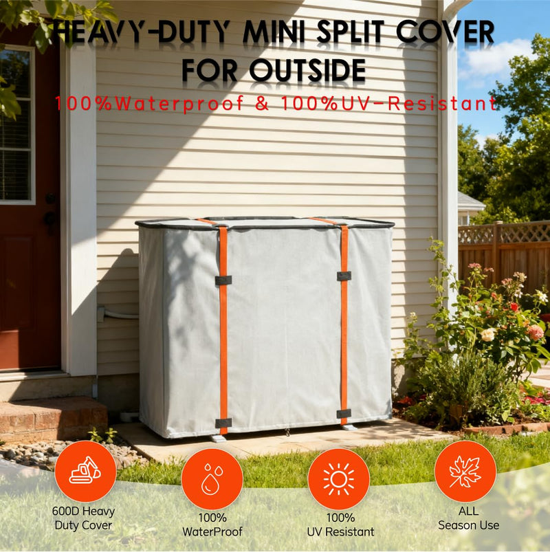 Air Conditioner Cover,Mini Split Cover for Air Conditioner Outside Unit,600D Heavy-Duty Waterproof Oxford Fabric Outdoor Portable, 29.1“L x 11.8”W x 21.7"H, 8000-12000 BTU AC Protector Simplified Version 29.1"L x 11.8"W x 21.7"H