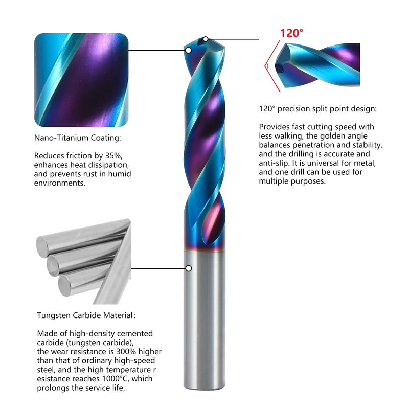 ‌AYCHOLIZ 3/8" Carbide CNC Drill Bit - 55 HRC 120° Point, Straight Shank Short-Length for Hardened Steel/Cast Iron, CNC Machines Only (Not for Hand Drills) 3/8 in