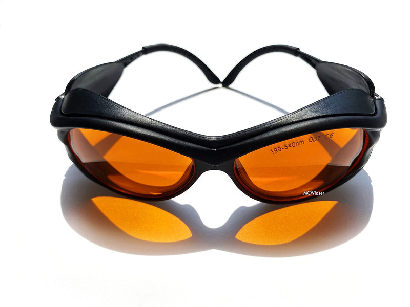 MCWlaser Laser Safety Glasses 190-540nm Protective Goggles CE for UV Lamp Ultraviolet/Blue/Green Laser Absorption Type EP-3 Style 2