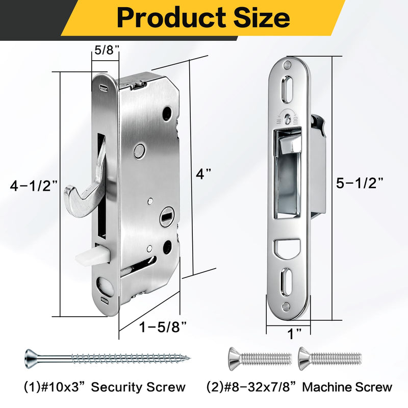 Reachout Lock and Receiver Kit Compatible with Andersen【2-Panel Gliding Patio Doors 1986-Present, 200/400/A-Series, 2-9/16" Hole Centers】 Non-Handed, Replaces 2573562 2565507 2562123 2573558