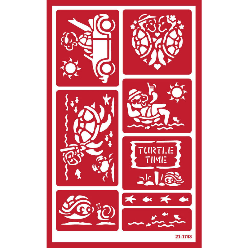 2 Glass Etching Stencils Reusable Template - Hawaii Theme Beach Stencil - Reusable Self Stick Etching Templates with Flamingo, Turtle Design - Set with Brush
