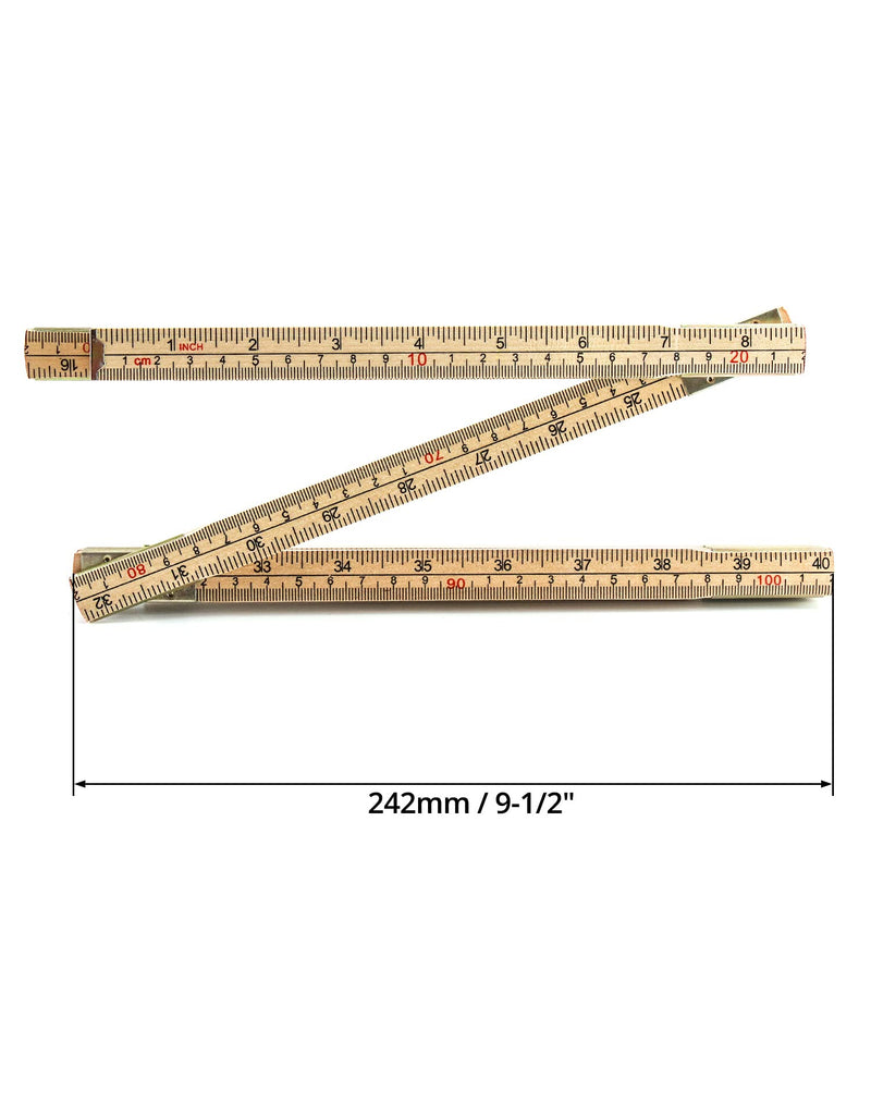 QWORK Folding Wood Rule, 2 Pack, 6FT 6 Inch Foldable Ruler with US and Metric Measurements for Carpenters