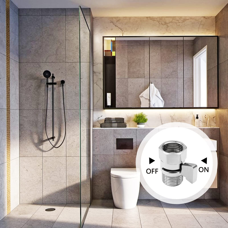 BokWin Shower Head shutoff Valve，Water Flow Control Valve Brass Shut Off Valve G1/2 Water Pressure Regulator for Hand Held Shower Head & Bidet Sprayer