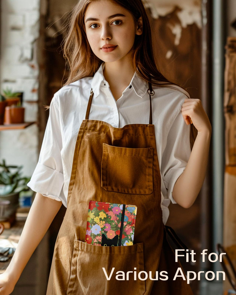 Slohif Server Book for Waitress Cute Serving Books with Zipper Pocket Accessories Leather Server Check Book Restaurant Waiter Server Booklet Organizer Ticket Book Holder Cat Black Black cat
