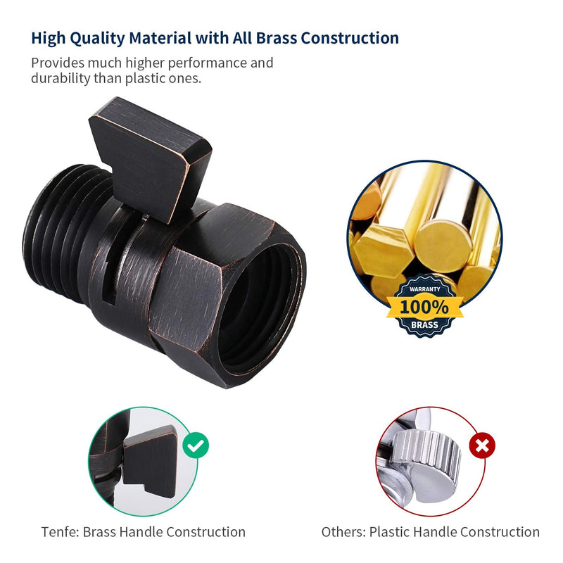 Tenfe Water Flow Control Shut Off Valve, Brass Adjustable Water Pressure Regulator for Hand Held Shower Head & Bidet Sprayer, Oil Rubbed Bronze Water Saver G1/2 Standard Connection