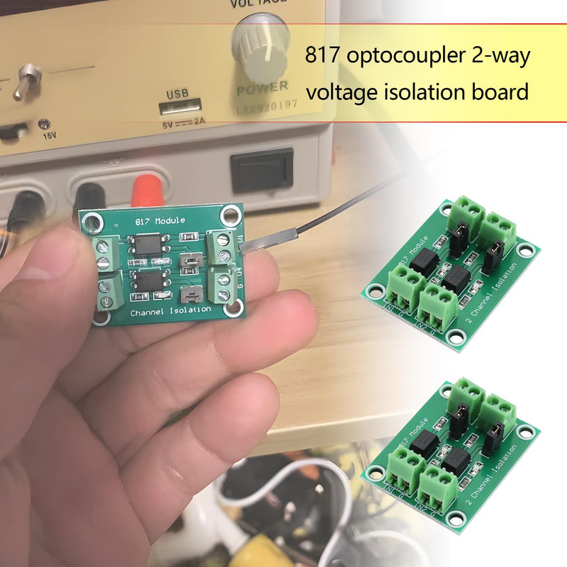 Create idea 5pcs 817 2-Channel Optocoupler Isolation Voltage Control Switching Module 3.6-24V Driver Photoelectric Isolated Module 38x29mm