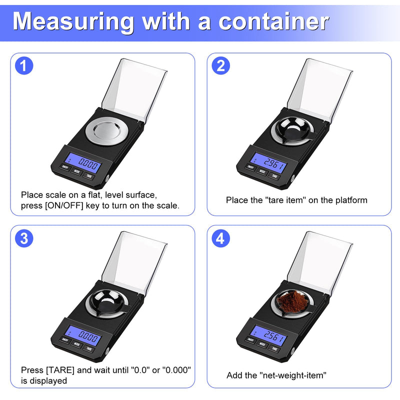 Milligram Scale, 50g/0.001g High Precision Mg Scale, Jewelry Scale with Tare, 6 Unit Powder Scale, Digital Miligram Scale for Powder Medicine, Gem, Micro Gram Scale, Reloading Scale Gold 50g / 0.001