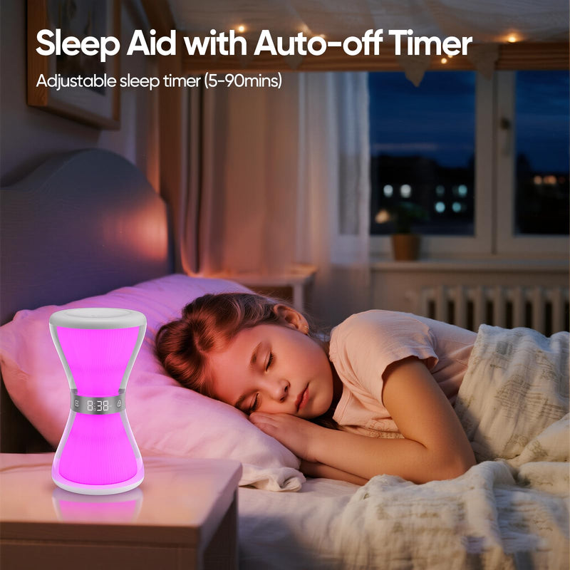 AFEXOA RGB Night Light Alarm Clock for Kids, Teenagers, Adults, Digital Alarm Clock with Hourglass Shape, 7 Ambient Lights, Aesthetic Alarm Clocks for Bedrooms Living Room Decor