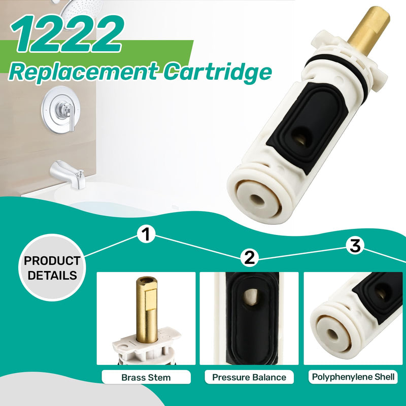 1222 Replacement Cartridge Kit for Moen One Handle Posi Temp Faucet, Compatible with Moen Bathtub & Shower Valve Cartridge, Including 104421 Removal Tool