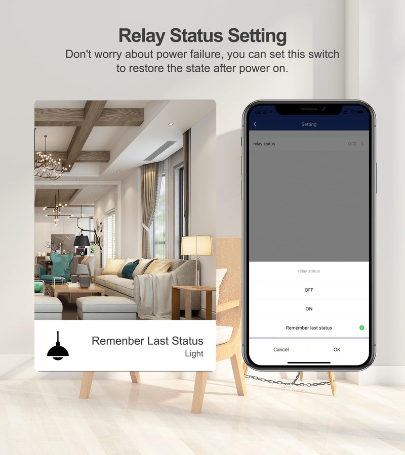 1CH Dry Contact WiFi Relay Switch Module,DC 12/24V AC 100-240V,Tuya Smart Life app,Work with Alexa,Google Home