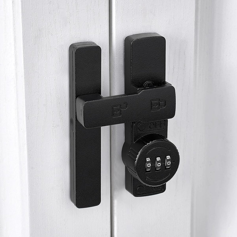 Matte Black 180 Degree Barn Door Lock,Mechanical Password Lock,3 Digit Password Keyless,Flip Latch with Combination,Protect Privacy,for Barn Door,Cabinets,Windows,Garden,Bathroom Matte Black_180 Degree 1