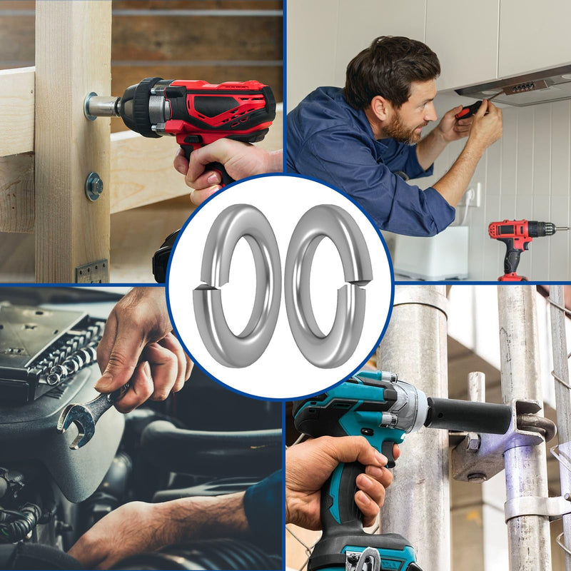 QISHENG 50 PCS 3/8"-16 Stainless Steel SAE Spring Lock Washers,Stainless Steel 18-8 A2(304) washers,Home Washer 3/8" Colorless