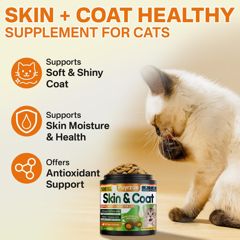 Puyrzoe Pet Wellness Bundle – Dog Yeast Balance Oral Drops + Cat Skin & Coat Omega Chews with Biotin & Vitamins, Natural Skin, Coat, Gut & Immune Support for Cats & Dogs