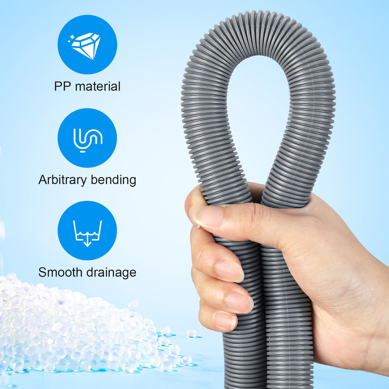 Washing Machine Drain Hose, 3.2 ft Flexible Washer Drain Hose Extension, Universal Dishwasher Drain Hose Extension Kits Corrugated Washer Hoses W/ 1 Hose 4 Clamps 1 U-Bend Hose Holder 3.2 Feet