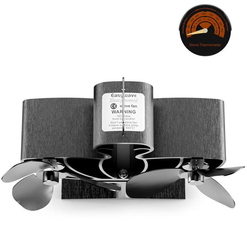 Wood Stove Fan Heat Powered, Dual Motor 6-Blade Fireplace Thermal Blower