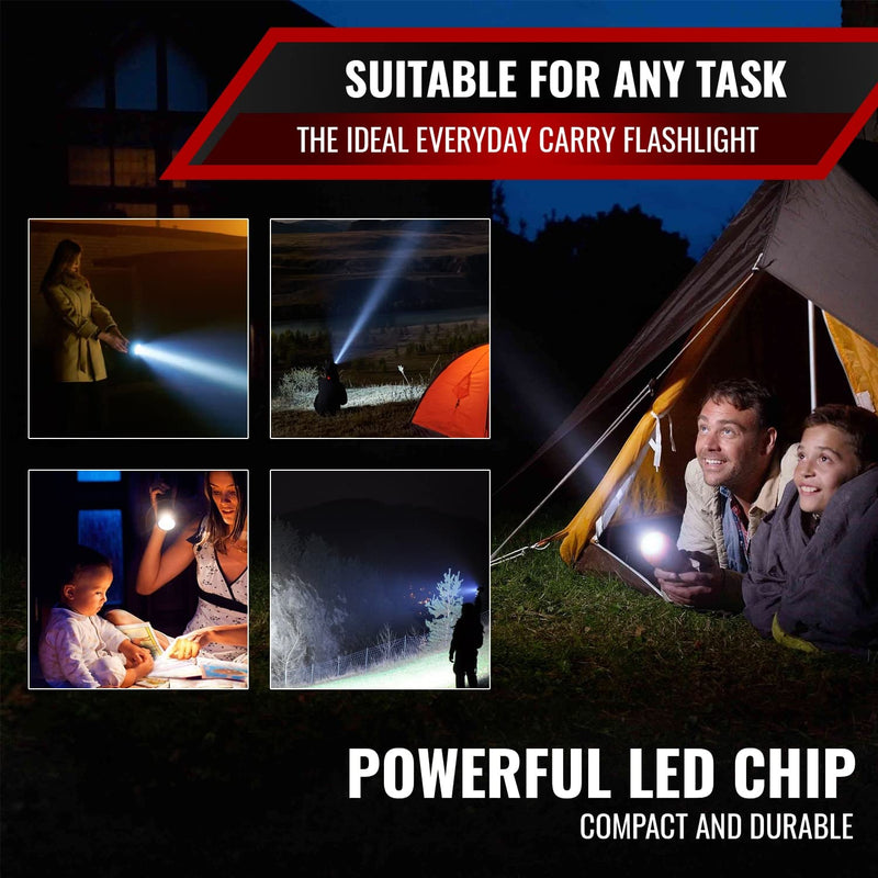 PeakPlus LED Flashlights High Lumens, Tactical Flash Lights [4 Pack] - Super Bright Waterproof Zoomable 5 Modes - Powerful Handheld Flashlight for Emergencies, Camping, Outdoor, Dog Walking 4 PACK