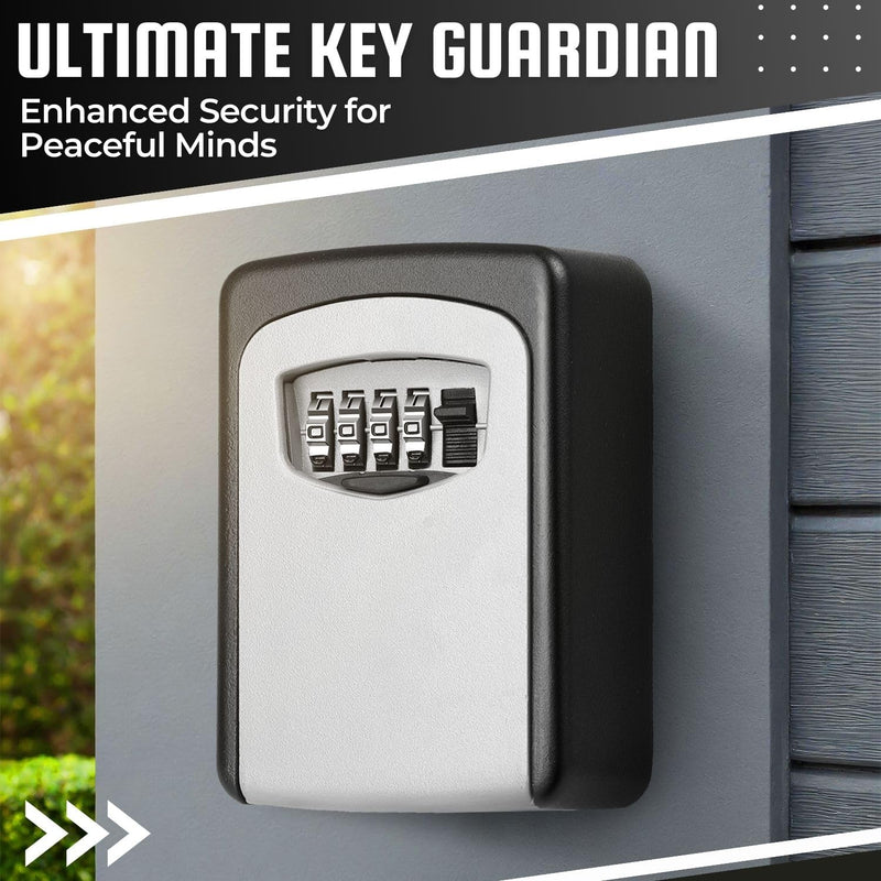 Flexzion Key Lock Box - Wall Mounted Lockbox for Keys Outdoor - 4 Digit Code Combination Lock Box for Key Safe Security - Weather Rust Resistant Key Lock Box for Outside, Door, House wall mount