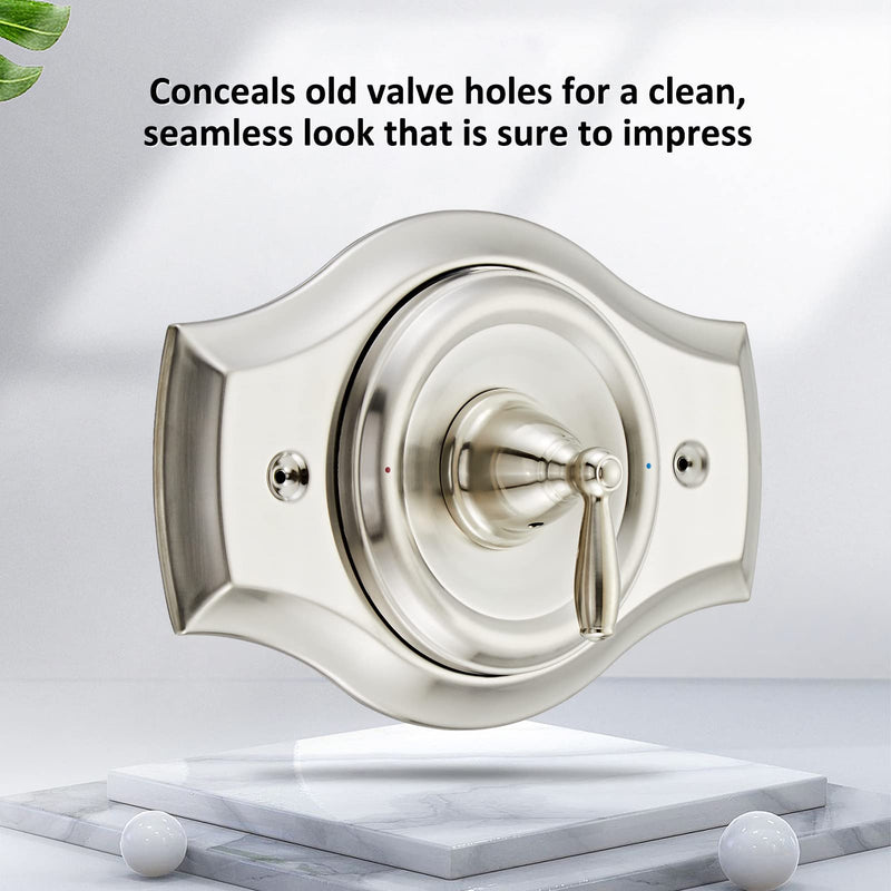 Renovation Shower Cover Plate for 2-Handle or 3-Handle to 1-Handle Shower Updates, Brushed Nikel