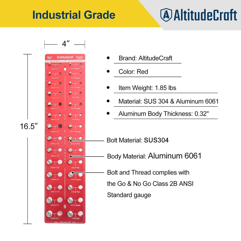 Thread Checker, Nut and Bolt Thread Checker, Bolt Size and Thread Gauge, Bolt and Nut Identifier Gauge, Bolt Gauge