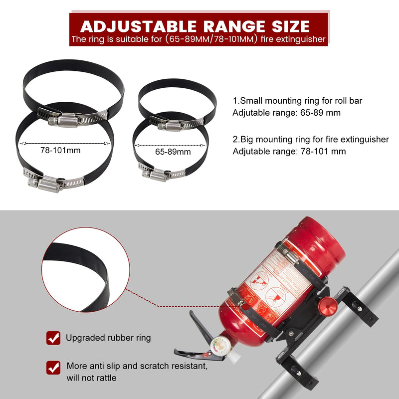 UTV Fire Extinguisher Mount Kit - Quick Release Fire Extinguisher Mounting Bracket Adjustable 1.75'' to 2'' Roll Bar Aluminum Alloy Heavy Duty for Polaris RZR Ranger Can-Am Maverick ATV Style 2