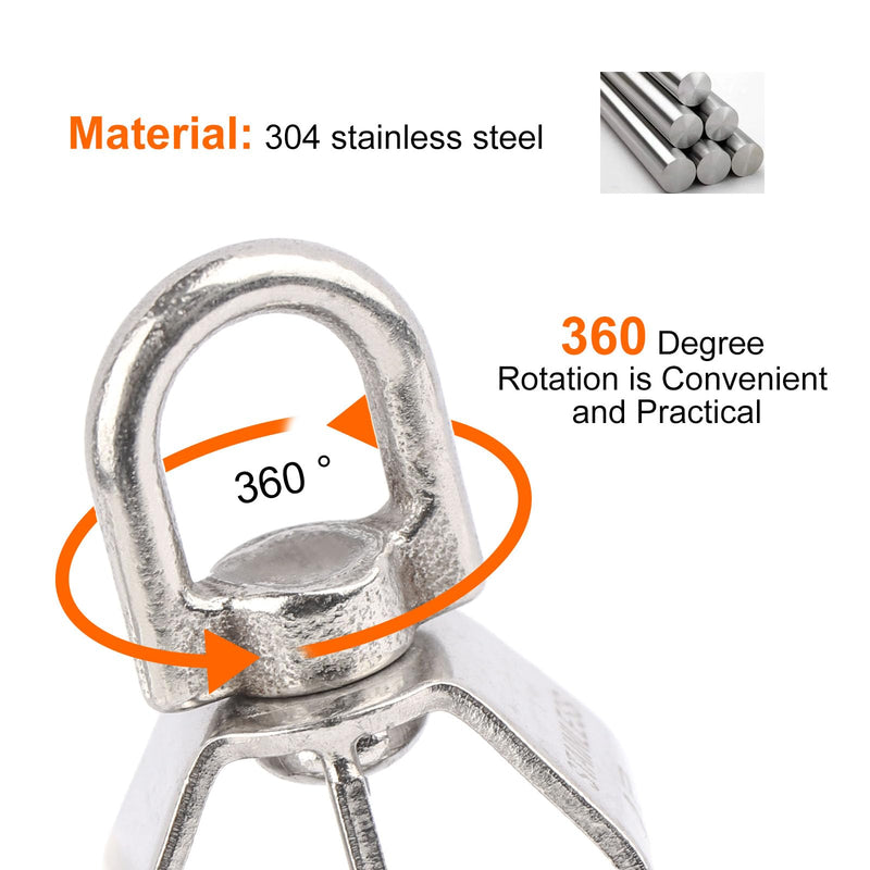 2PCS M15 Double Sheave Pulley Block 304 Stainless Steel Lifting Crane Swivel Hook M15-2PCS