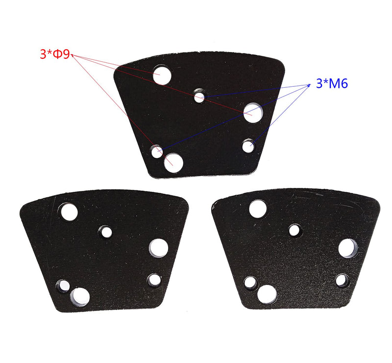 3 Pcs Trapezoid Sintering Diamond Grinding Disc Block for Concrete Floor | Grit 16# Medium Bond 6 hole