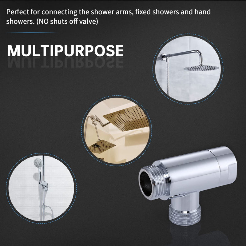 G-Promise All Metal 3 Way Diverter/Hose Fitting Tee/T Shape Adapter Connector for Angle Valve Hose/Bath Shower Arm / (Chrome) Chrome