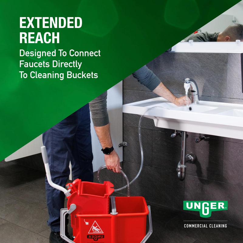 Unger Commercial - Easy Adapter Hose, 6 ft, Clear/White - Faucet Attachment for Easy Bucket Filling, Janitorial Cleaning Accessory - WH180