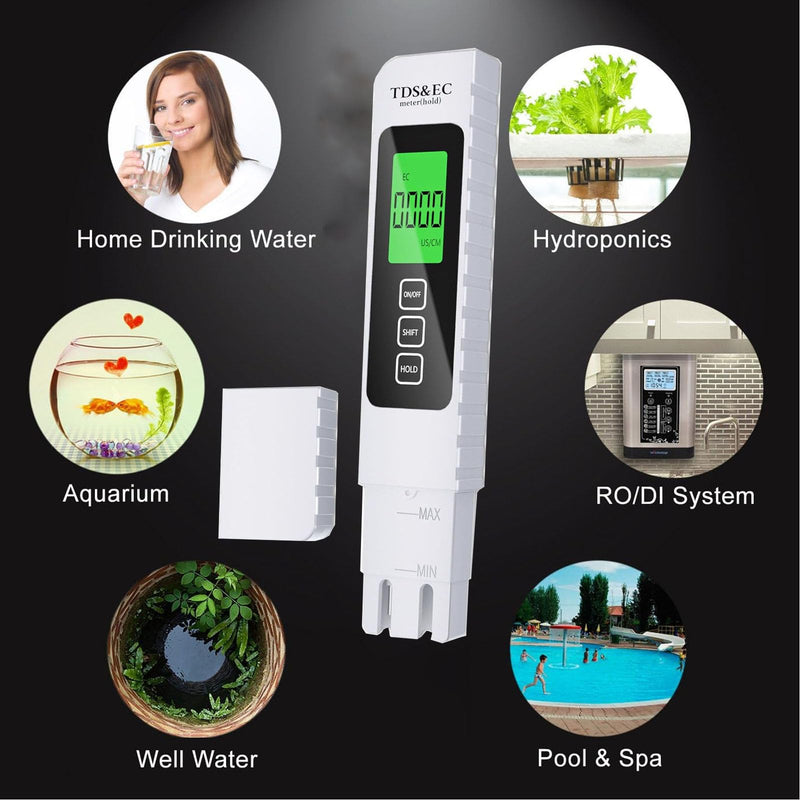 Water Quality Tester,Reliable and Accurate,3 in 1 TDS Meter,0-9990 PPM Meter,EC & Temperature Meter, Portable Water Tester for Digital Water Tester,Professional Testing for Drinking Water - NewNest Australia