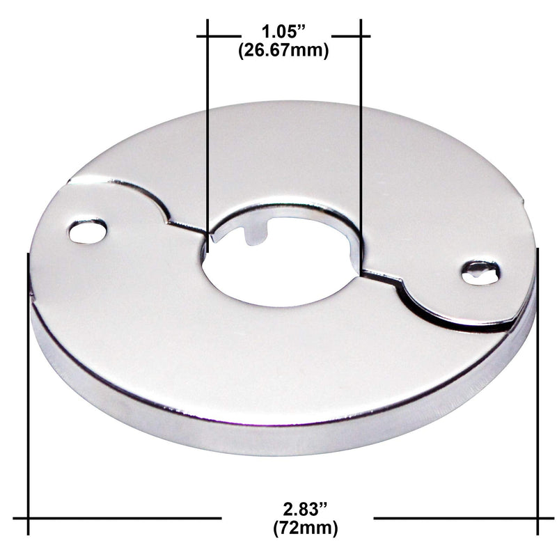 Floor and Ceiling Plate Cover Split Flange Replacement and Repair Kit, Fits 3/4 Inch IPS Galvanized Pipe or 1 Inch Copper Pipe, Chrome Finish (Pack of 6)