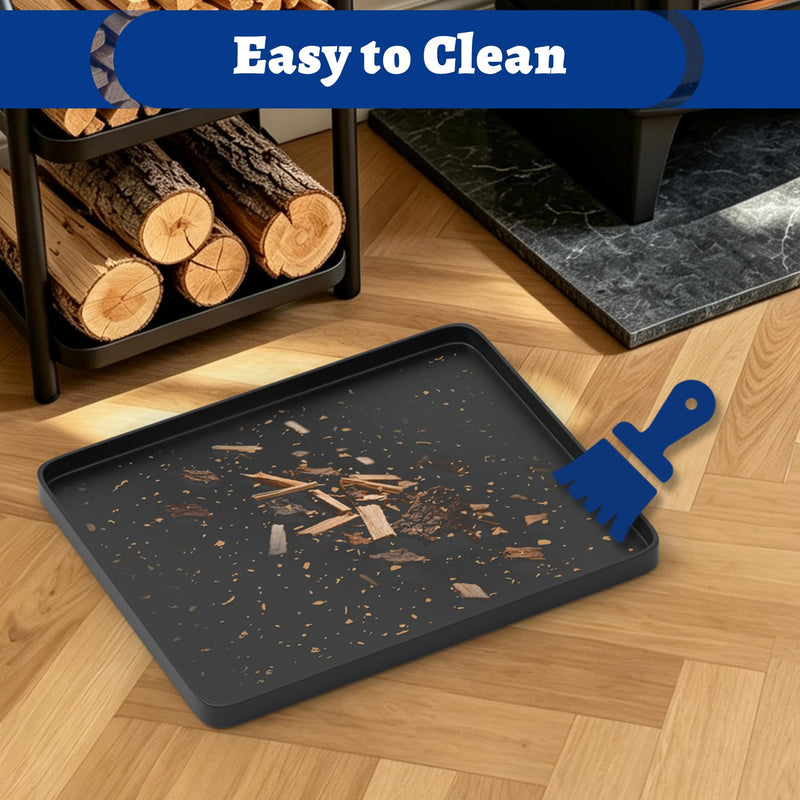 Firewood Debris Tray for Firewood Rack Indoor, 23.6" x 19.7" Fireplace Tray, Non-Slip Wood Debris Pan for Log Holder, Fireplace Accessories, Collect Wood Chips, Protect The Floor