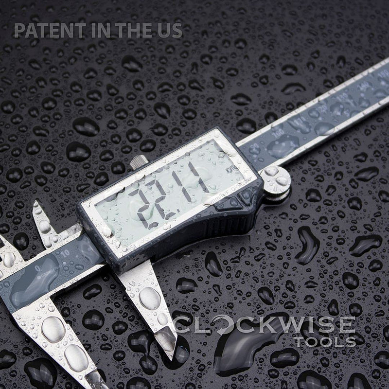 IP54 Grade Digital Caliper, DCLR-0605 0-6" /150mm, Inch/Metric/Fractions Conversion, Stainless Steel, Large LCD Screen 6inch
